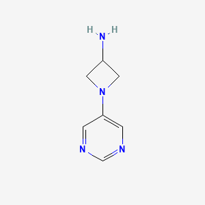 molecular formula C7H10N4 B13341589 1-(Pyrimidin-5-yl)azetidin-3-amine 