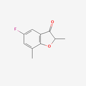 molecular formula C10H9FO2 B13341619 5-Fluoro-2,7-dimethyl-2,3-dihydro-1-benzofuran-3-one 