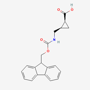 molecular formula C20H19NO4 B13341635 (1S,2R)-2-(((((9H-Fluoren-9-yl)methoxy)carbonyl)amino)methyl)cyclopropane-1-carboxylic acid 