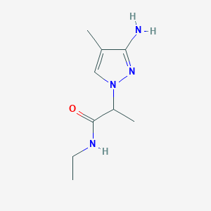 molecular formula C9H16N4O B13341664 2-(3-amino-4-methyl-1H-pyrazol-1-yl)-N-ethylpropanamide 