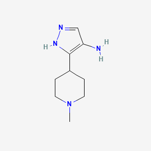 molecular formula C9H16N4 B13341748 5-(1-methylpiperidin-4-yl)-1H-pyrazol-4-amine 