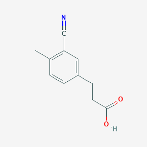 molecular formula C11H11NO2 B13341749 3-(3-Cyano-4-methylphenyl)propanoic acid 