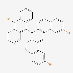 molecular formula C36H19Br3 B13341753 2,12-Dibromo-7-(10-bromoanthracen-9-yl)benzo[m]tetraphene 