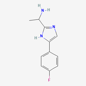 molecular formula C11H12FN3 B13341824 1-(5-(4-Fluorophenyl)-1H-imidazol-2-yl)ethan-1-amine 