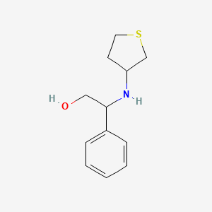 molecular formula C12H17NOS B13341855 2-Phenyl-2-[(thiolan-3-yl)amino]ethan-1-ol 