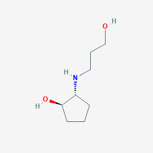 molecular formula C8H17NO2 B13341891 Rel-(1R,2R)-2-((3-hydroxypropyl)amino)cyclopentan-1-ol 