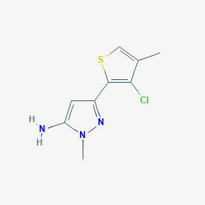 molecular formula C9H10ClN3S B13342011 3-(3-Chloro-4-methylthiophen-2-yl)-1-methyl-1H-pyrazol-5-amine 