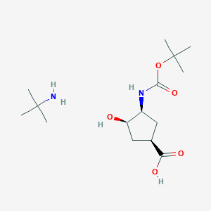 2-Methylpropan-2-amine (1R,3S,4R)-3-((tert-butoxycarbonyl)amino)-4-hydroxycyclopentane-1-carboxylate