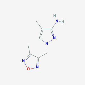 molecular formula C8H11N5O B13342220 4-methyl-1-[(4-methyl-1,2,5-oxadiazol-3-yl)methyl]-1H-pyrazol-3-amine 