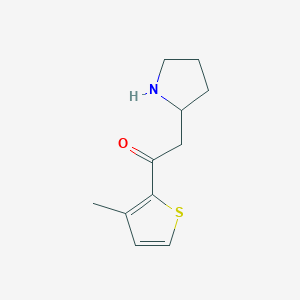 molecular formula C11H15NOS B13342247 1-(3-Methylthiophen-2-yl)-2-(pyrrolidin-2-yl)ethan-1-one 