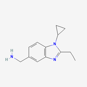 molecular formula C13H17N3 B13342269 (1-Cyclopropyl-2-ethyl-1H-benzo[d]imidazol-5-yl)methanamine 