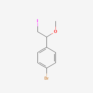 molecular formula C9H10BrIO B13342309 1-Bromo-4-(2-iodo-1-methoxyethyl)benzene 