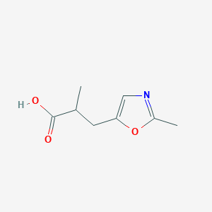 molecular formula C8H11NO3 B13342316 2-Methyl-3-(2-methyloxazol-5-yl)propanoic acid 