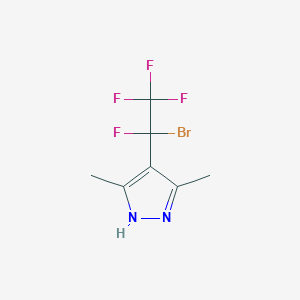 molecular formula C7H7BrF4N2 B13342334 4-(1-Bromo-1,2,2,2-tetrafluoroethyl)-3,5-dimethyl-1H-pyrazole 