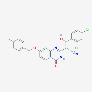 molecular formula C25H17Cl2N3O3 B13342356 3-(2,4-Dichlorophenyl)-2-(7-((4-methylbenzyl)oxy)-4-oxo-3,4-dihydroquinazolin-2(1H)-ylidene)-3-oxopropanenitrile 