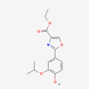 molecular formula C15H17NO5 B13342365 Ethyl 2-(4-Hydroxy-3-isopropoxyphenyl)oxazole-4-carboxylate 