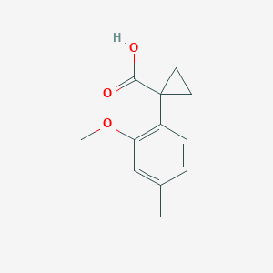 molecular formula C12H14O3 B13342370 1-(2-Methoxy-4-methylphenyl)cyclopropanecarboxylic acid 