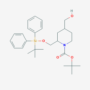 molecular formula C28H41NO4Si B13342393 tert-Butyl 2-(((tert-butyldiphenylsilyl)oxy)methyl)-4-(hydroxymethyl)piperidine-1-carboxylate 