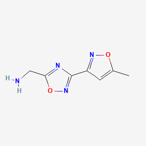 molecular formula C7H8N4O2 B13342400 (3-(5-Methylisoxazol-3-yl)-1,2,4-oxadiazol-5-yl)methanamine 