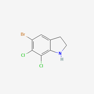 molecular formula C8H6BrCl2N B13342439 5-Bromo-6,7-dichloro-2,3-dihydro-1H-indole 