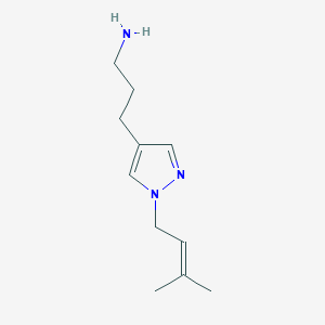 molecular formula C11H19N3 B13342440 3-(1-(3-Methylbut-2-en-1-yl)-1H-pyrazol-4-yl)propan-1-amine 