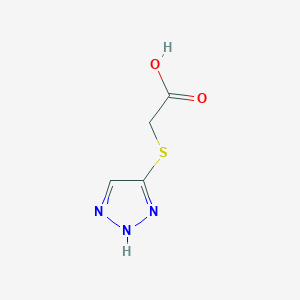 molecular formula C4H5N3O2S B13342458 2-((1H-1,2,3-Triazol-5-yl)thio)acetic acid 