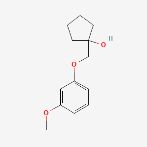 molecular formula C13H18O3 B13342514 1-((3-Methoxyphenoxy)methyl)cyclopentan-1-ol 