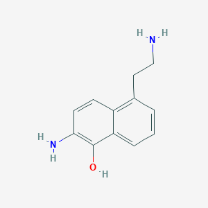 molecular formula C12H14N2O B13342533 2-Amino-5-(2-aminoethyl)naphthalen-1-ol 