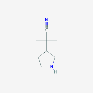 molecular formula C8H14N2 B13342553 2-Methyl-2-(pyrrolidin-3-yl)propanenitrile 