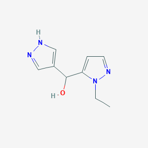 molecular formula C9H12N4O B13342558 (1-Ethyl-1H-pyrazol-5-yl)(1H-pyrazol-4-yl)methanol 