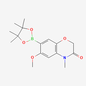 molecular formula C16H22BNO5 B13342572 6-Methoxy-4-methyl-7-(4,4,5,5-tetramethyl-1,3,2-dioxaborolan-2-yl)-2H-benzo[b][1,4]oxazin-3(4H)-one 