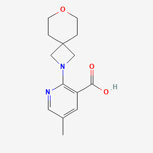 molecular formula C14H18N2O3 B13342621 5-Methyl-2-(7-oxa-2-azaspiro[3.5]nonan-2-yl)nicotinic acid 