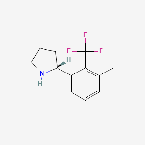 molecular formula C12H14F3N B13342631 (R)-2-(3-Methyl-2-(trifluoromethyl)phenyl)pyrrolidine 