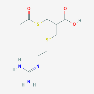 molecular formula C9H17N3O3S2 B13342665 3-(Acetylthio)-2-(((2-guanidinoethyl)thio)methyl)propanoic acid 