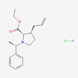 molecular formula C18H26ClNO2 B13342774 Ethyl (2S,3R)-3-allyl-1-((S)-1-phenylethyl)pyrrolidine-2-carboxylate hydrochloride 