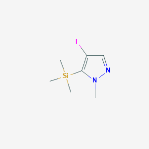 molecular formula C7H13IN2Si B13342862 4-Iodo-1-methyl-5-(trimethylsilyl)-1H-pyrazole 