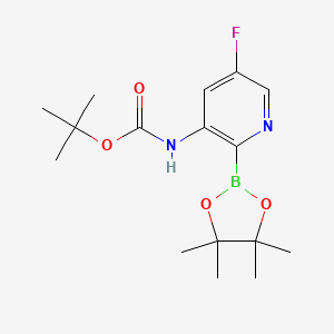 molecular formula C16H24BFN2O4 B13343077 tert-Butyl (5-fluoro-2-(4,4,5,5-tetramethyl-1,3,2-dioxaborolan-2-yl)pyridin-3-yl)carbamate 