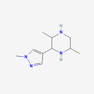 molecular formula C10H18N4 B13343125 2,5-Dimethyl-3-(1-methyl-1H-pyrazol-4-yl)piperazine 