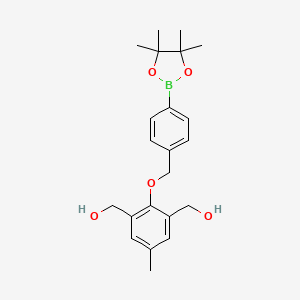 molecular formula C22H29BO5 B13343178 (5-Methyl-2-((4-(4,4,5,5-tetramethyl-1,3,2-dioxaborolan-2-yl)benzyl)oxy)-1,3-phenylene)dimethanol 