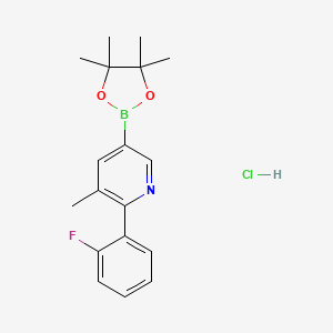 molecular formula C18H22BClFNO2 B13343203 2-(2-Fluorophenyl)-3-methyl-5-(4,4,5,5-tetramethyl-1,3,2-dioxaborolan-2-yl)pyridinehydrochloride 