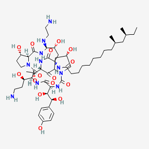 (10R,12S)-N-[(4S,7S,12S,13S,16R,17R,19S,22S,26S)-16-(2-aminoethylamino)-7-[(1R)-3-amino-1-hydroxypropyl]-4-[(1S,2S)-1,2-dihydroxy-2-(4-hydroxyphenyl)ethyl]-12,17,26-trihydroxy-22-[(1R)-1-hydroxyethyl]-2,5,8,14,20,23-hexaoxo-1,3,6,9,15,21-hexazatricyclo[22.3.0.09,13]heptacosan-19-yl]-10,12-dimethyltetradecanamide