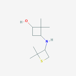 molecular formula C11H21NOS B13343251 3-((2,2-Dimethylthietan-3-yl)amino)-2,2-dimethylcyclobutan-1-ol 