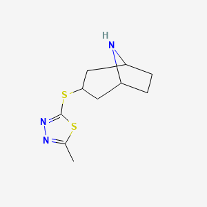 molecular formula C10H15N3S2 B13343256 2-((8-Azabicyclo[3.2.1]octan-3-yl)thio)-5-methyl-1,3,4-thiadiazole CAS No. 1706457-35-3