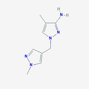 molecular formula C9H13N5 B13343277 4-Methyl-1-[(1-methyl-1H-pyrazol-4-yl)methyl]-1H-pyrazol-3-amine 