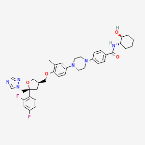 molecular formula C38H44F2N6O4 B13343327 4-(4-(4-(((3R,5R)-5-((1H-1,2,4-Triazol-1-yl)methyl)-5-(2,4-difluorophenyl)tetrahydrofuran-3-yl)methoxy)-3-methylphenyl)piperazin-1-yl)-N-((1S,2S)-2-hydroxycyclohexyl)benzamide 