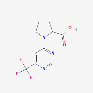 molecular formula C10H10F3N3O2 B13343416 (6-(Trifluoromethyl)pyrimidin-4-yl)proline 