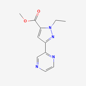 molecular formula C11H12N4O2 B13343536 methyl 1-ethyl-3-(pyrazin-2-yl)-1H-pyrazole-5-carboxylate 