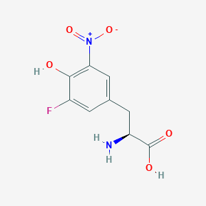 molecular formula C9H9FN2O5 B13343590 (S)-2-Amino-3-(3-fluoro-4-hydroxy-5-nitrophenyl)propanoic acid 