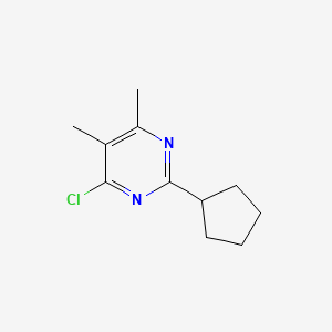 molecular formula C11H15ClN2 B13343631 4-Chloro-2-cyclopentyl-5,6-dimethylpyrimidine 