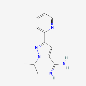 molecular formula C12H15N5 B13343733 1-isopropyl-3-(pyridin-2-yl)-1H-pyrazole-5-carboximidamide 